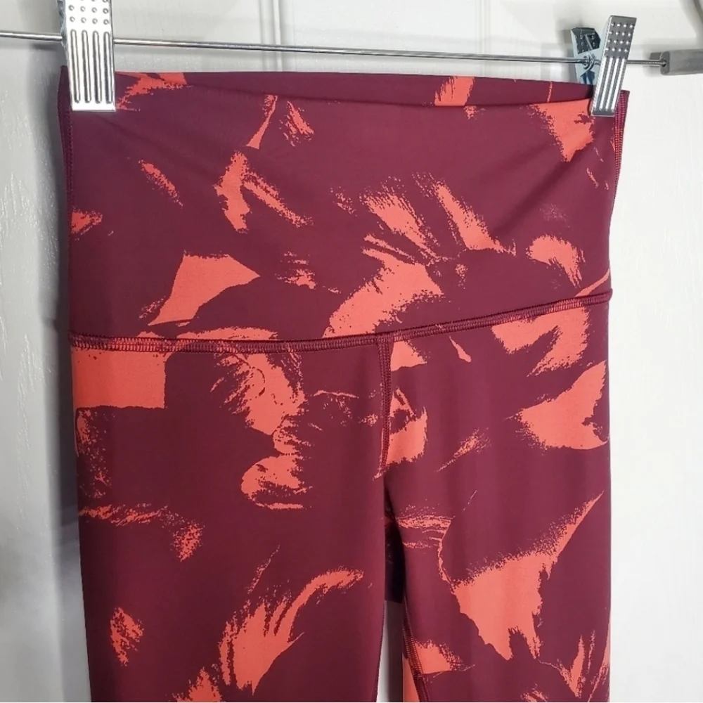Lululemon Wunder Under Maroon Red Printed High Rise Nulux Tight Leggings